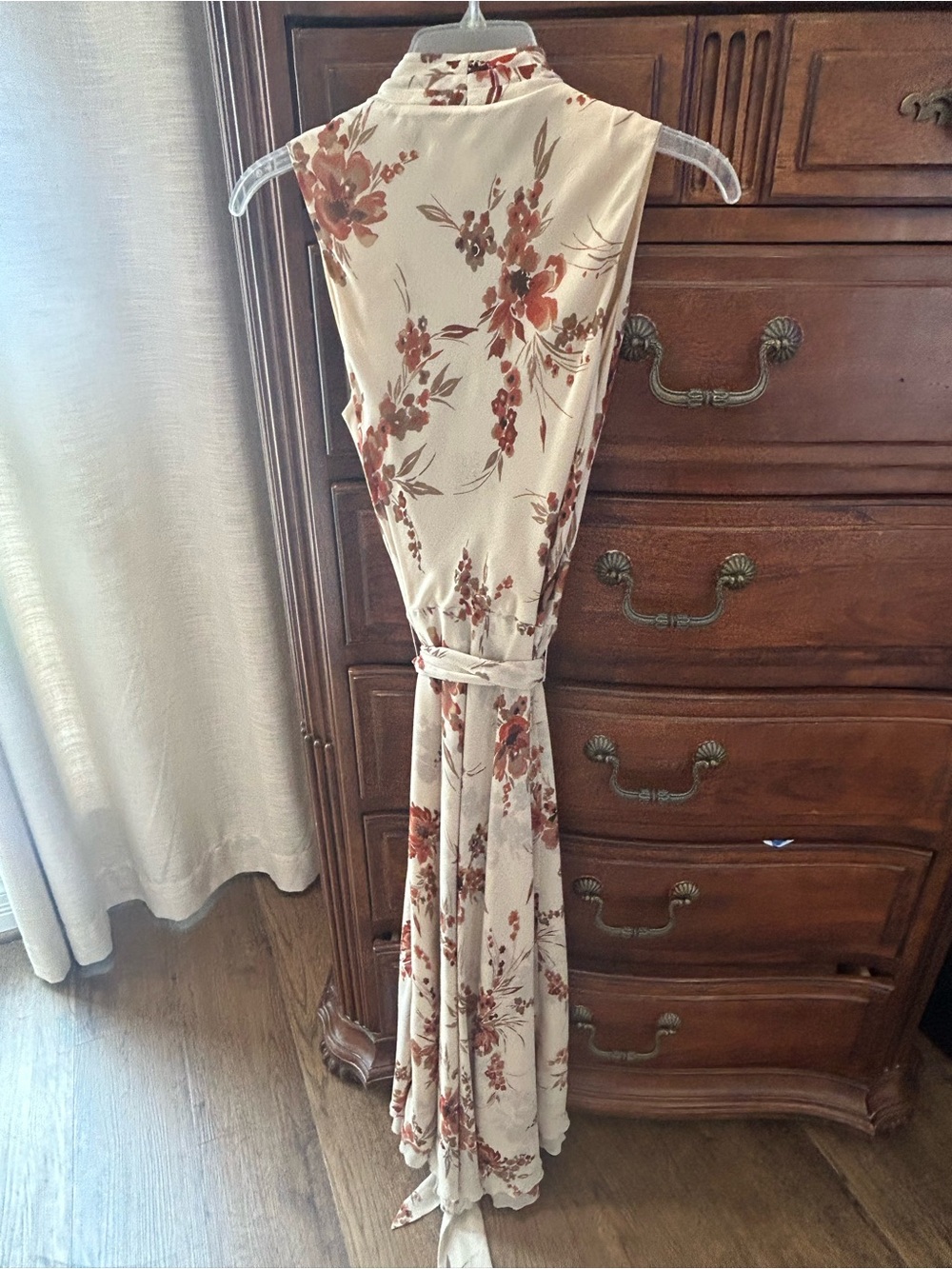 Banana Republic Cream Maxi Dress with Rust Floral Print